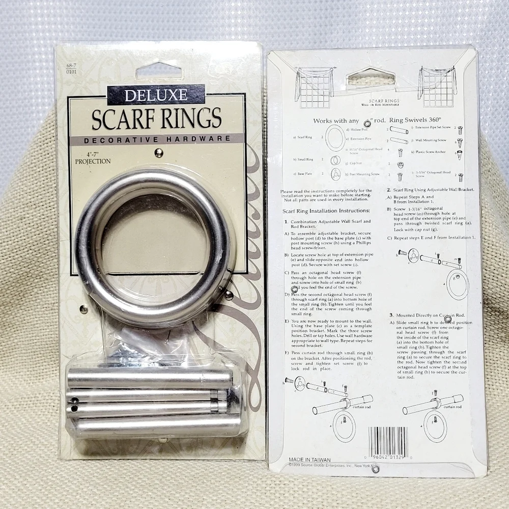 Satin Nickel Scarf Rings (set for 2 windows) New in Package